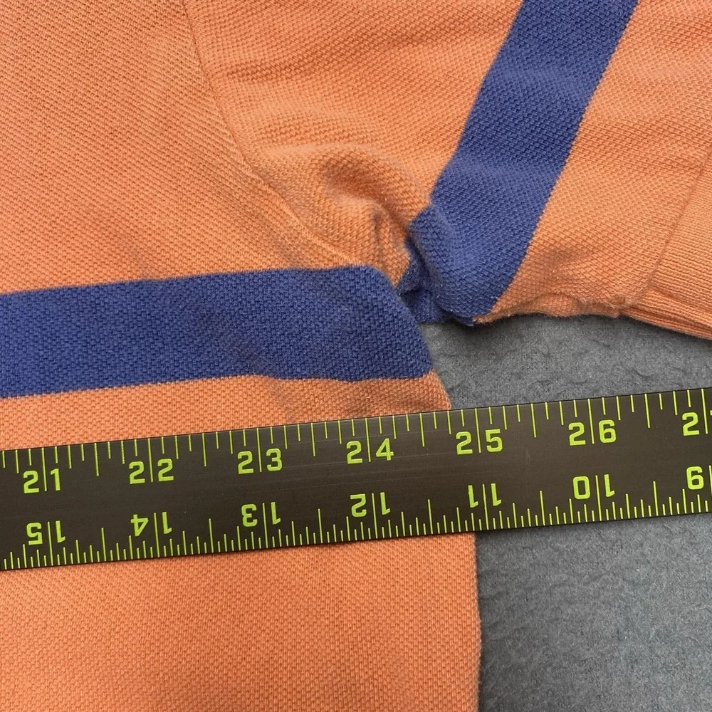 Polo Ralph Lauren Polo Shirt Mens XL Orange Blue Stripe 100% Cotton Pony Logo